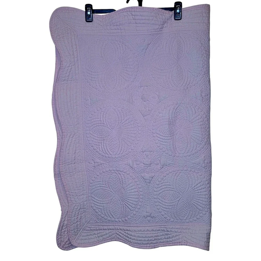 Vintage Pink Quilted Floral Kaleidoscope Reversible Baby Comforter 44